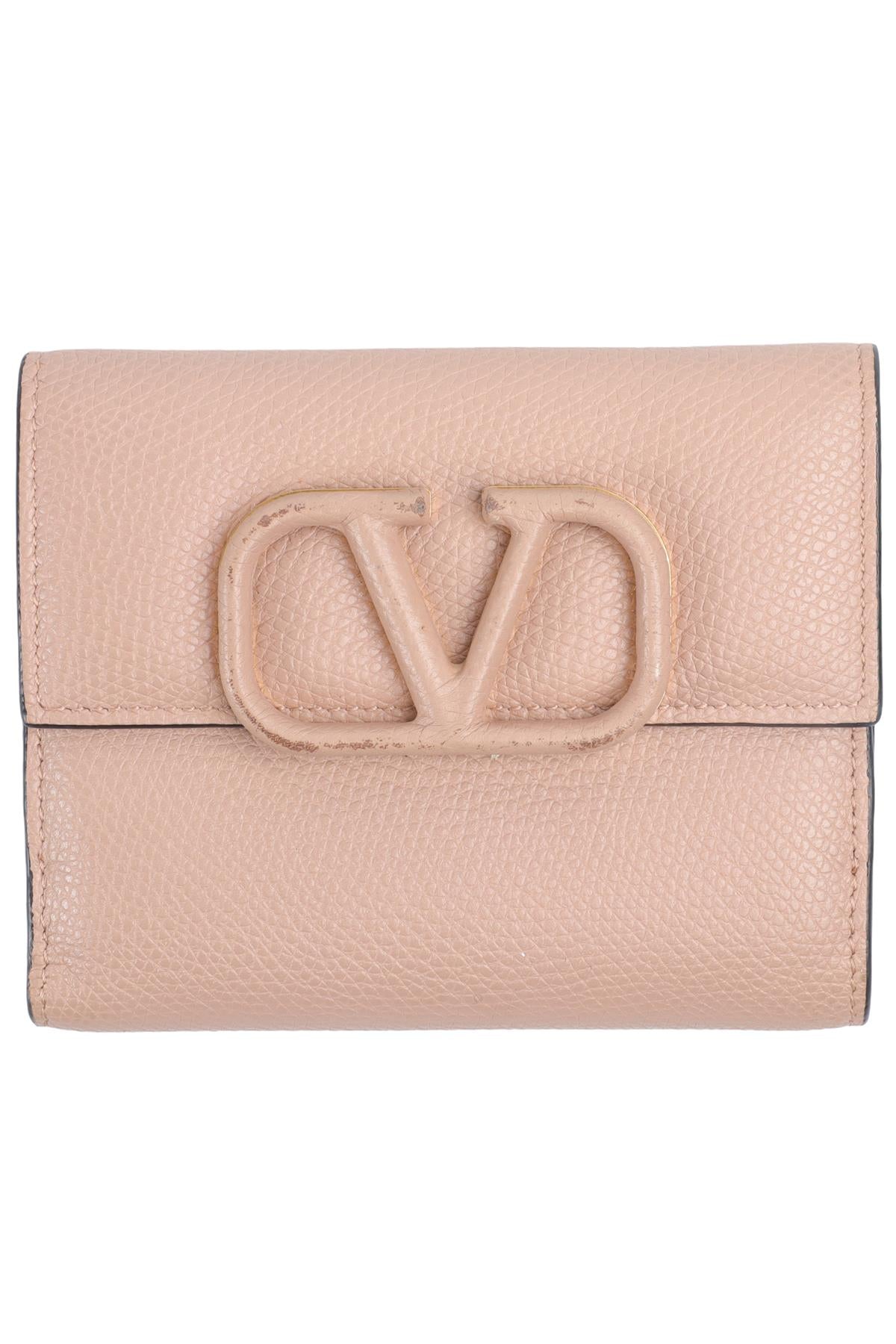 VALENTINO GARAVANI PINK VLOGO LEATHER WALLET