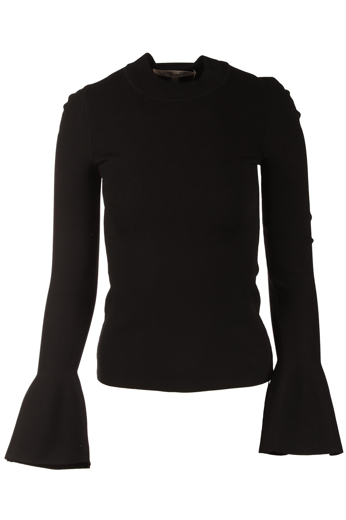 DIANE VON FURSTENBERG BLACK KNIT TOP XSMALL