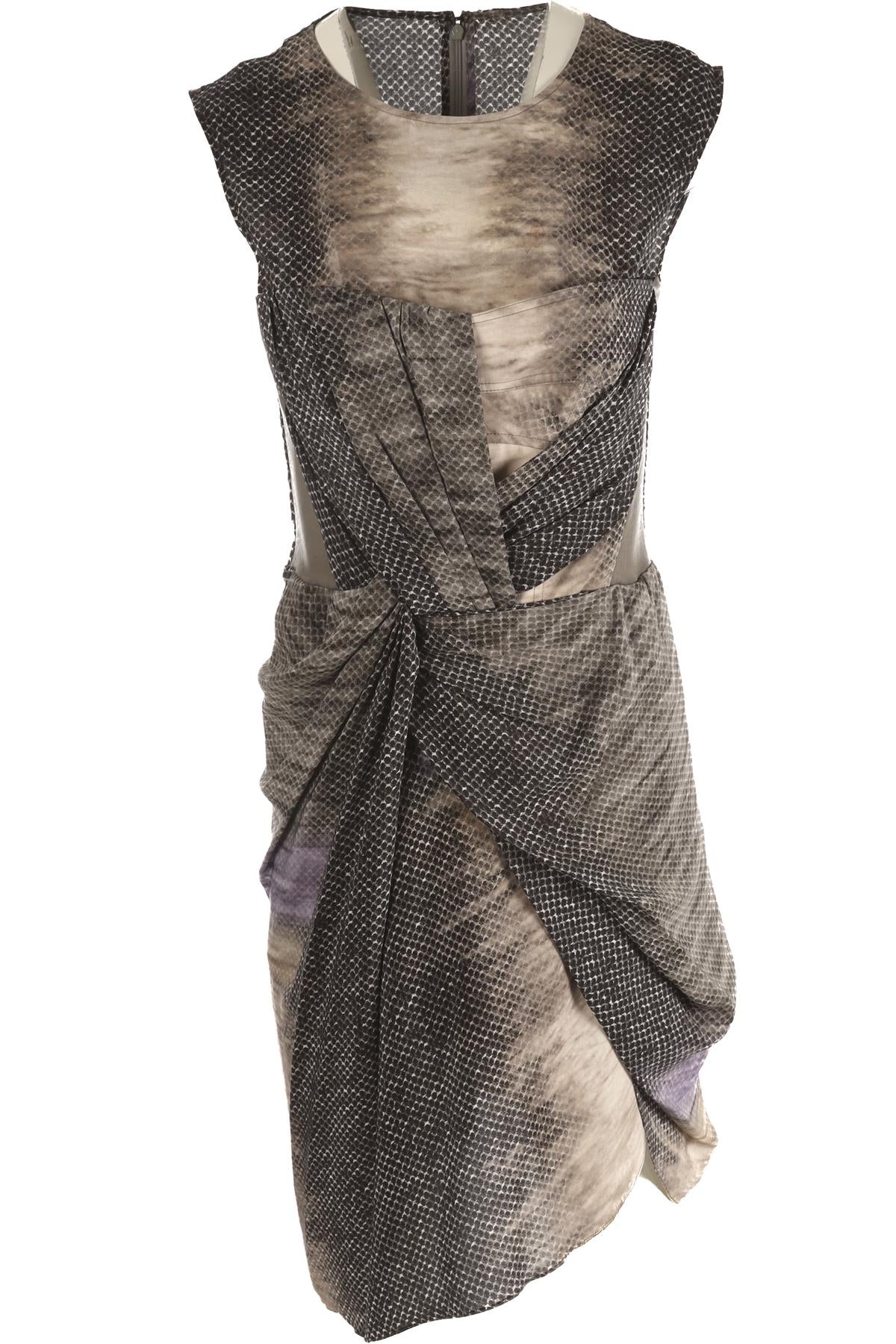 PETER PILOTTO GREY SILK MINI DRESS UK 12
