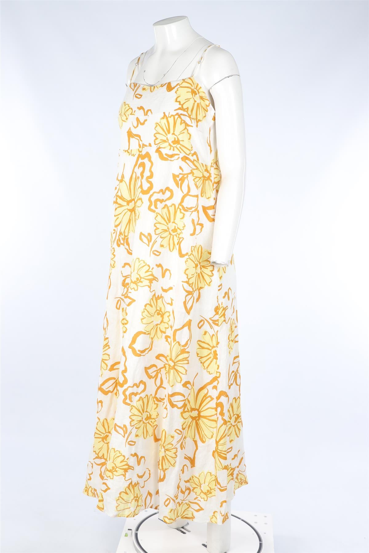 FAITHFULL THE BRAND YELLOW LINEN MAXI DRESS UK 16