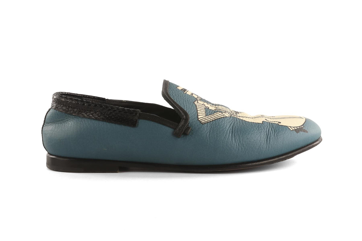 DOLCE & GABBANA BLUE MEN'S LEATHER LOAFERS UK 9 EU 43 US 10