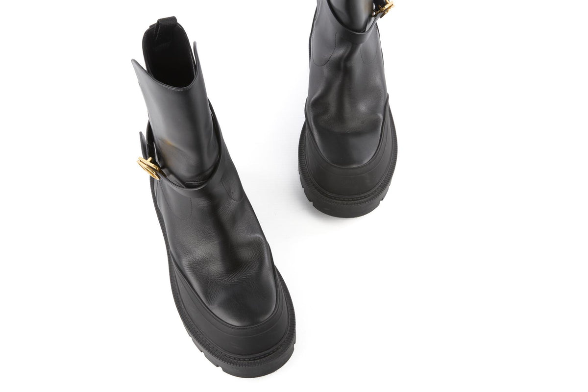 CHRISTIAN DIOR BLACK EMPREINTE LEATHER ANKLE BOOTS EU 38.5 UK 5.5 US 8.5
