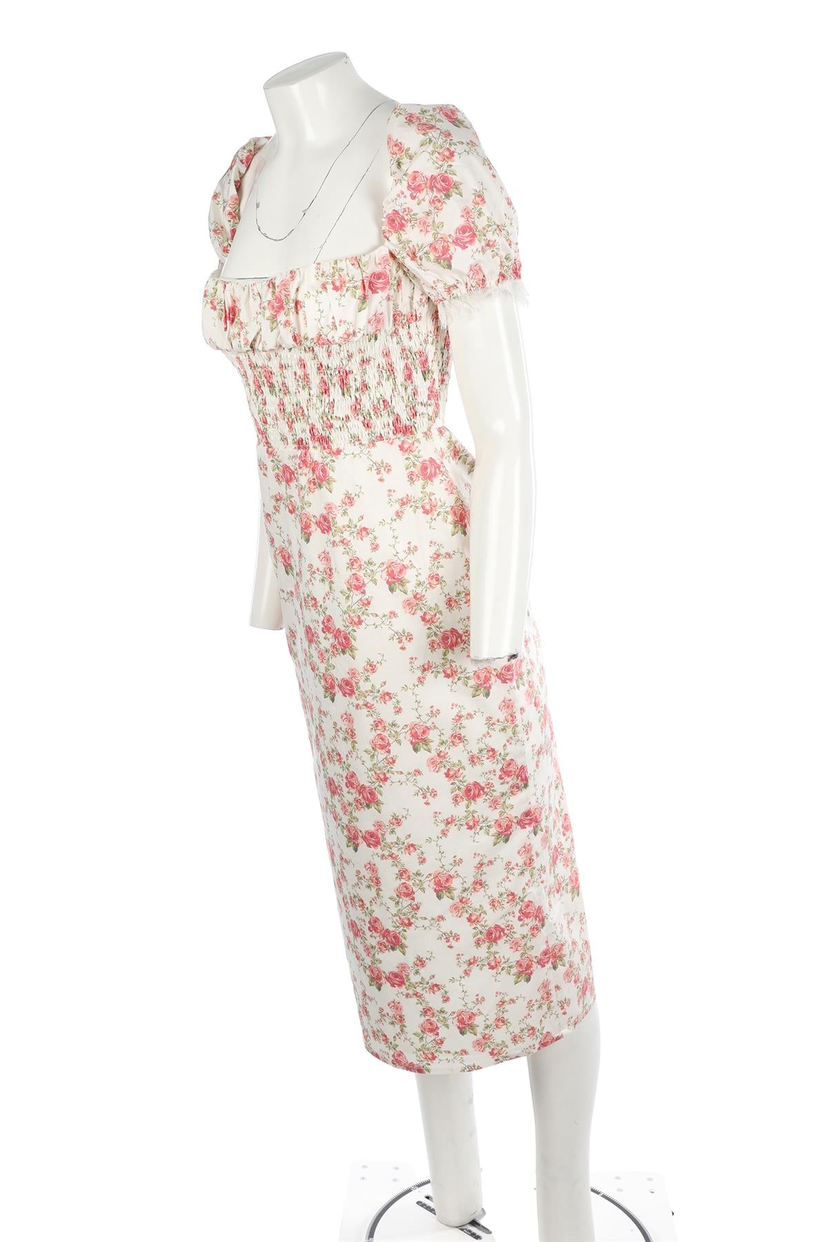 HOUSE OF CB MULTI COTTON MIDI DRESS MEDIUM