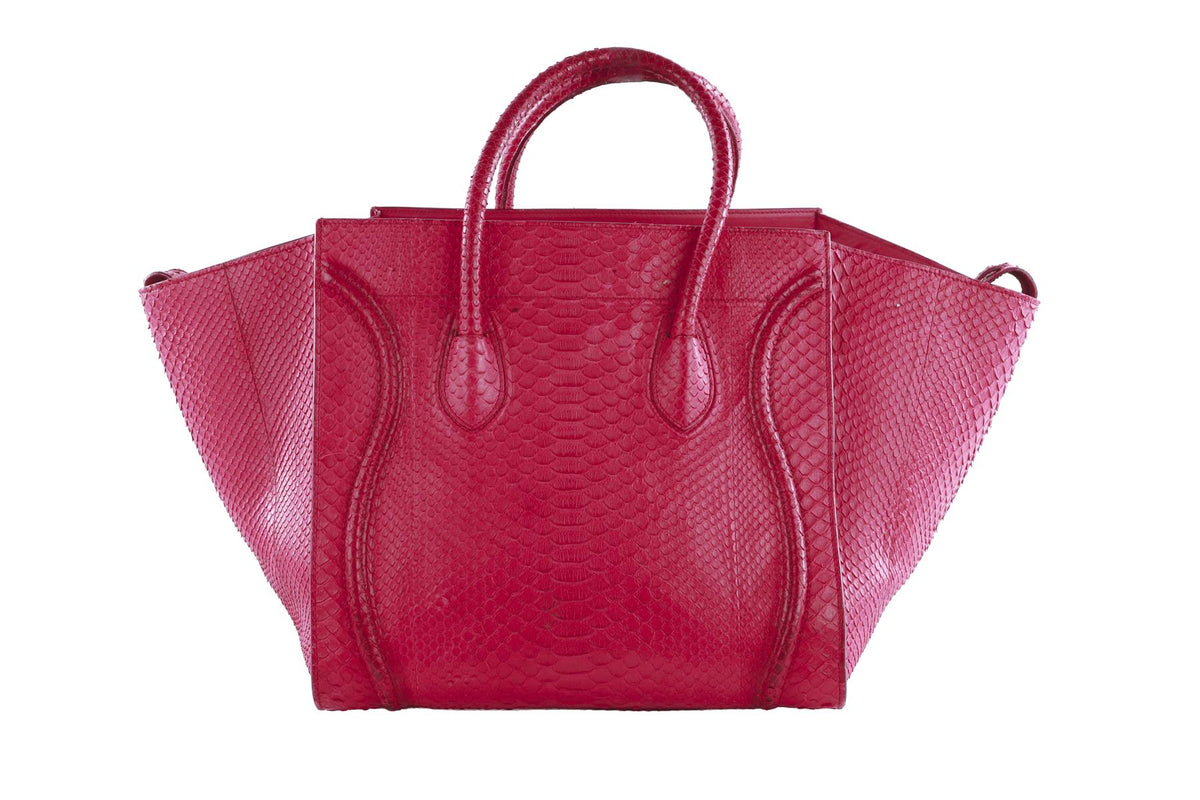 CELINE PINK PHANTOM MEDIUM PYTHON TOTE BAG