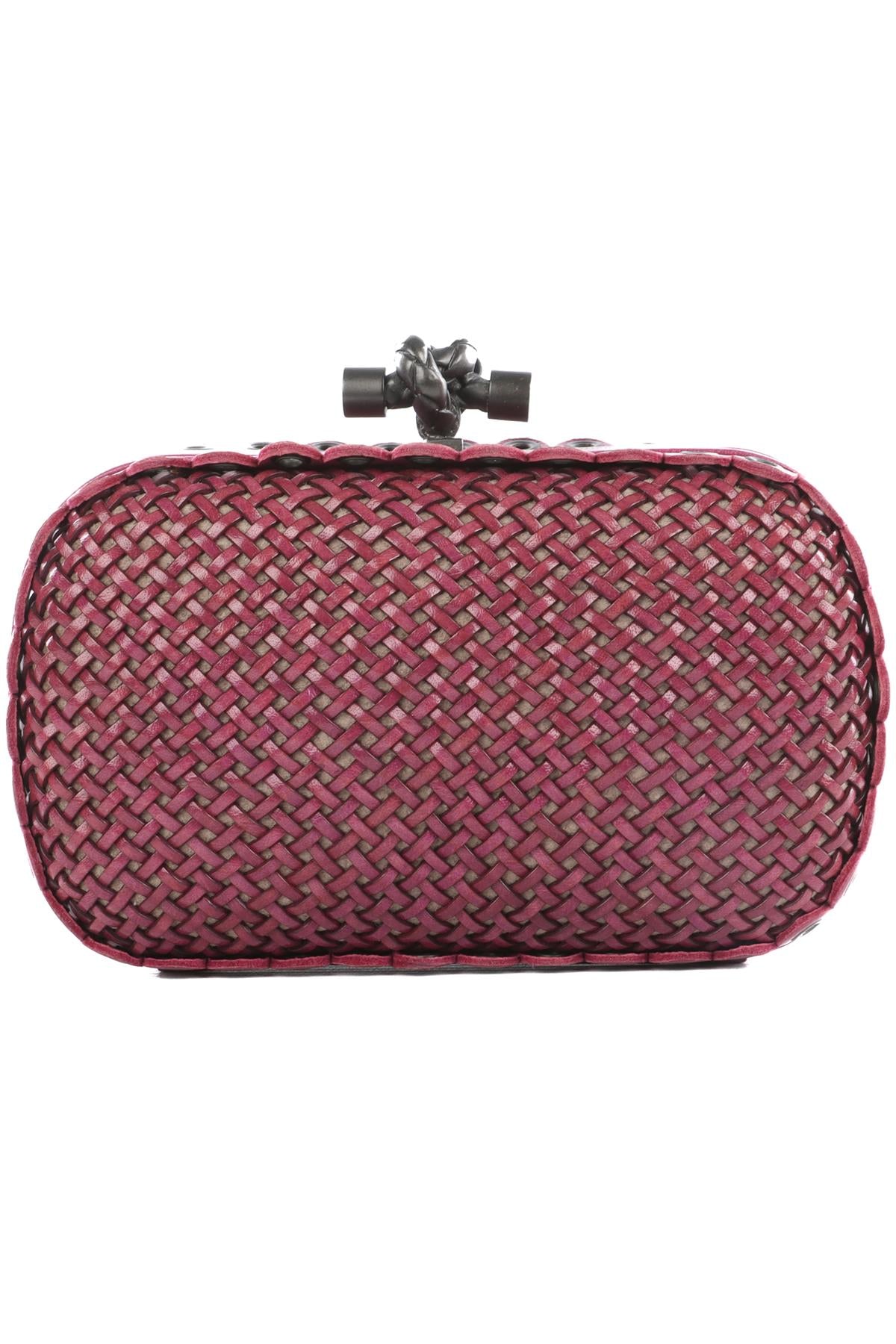 BOTTEGA VENETA PINK KNOT LEATHER CLUTCH