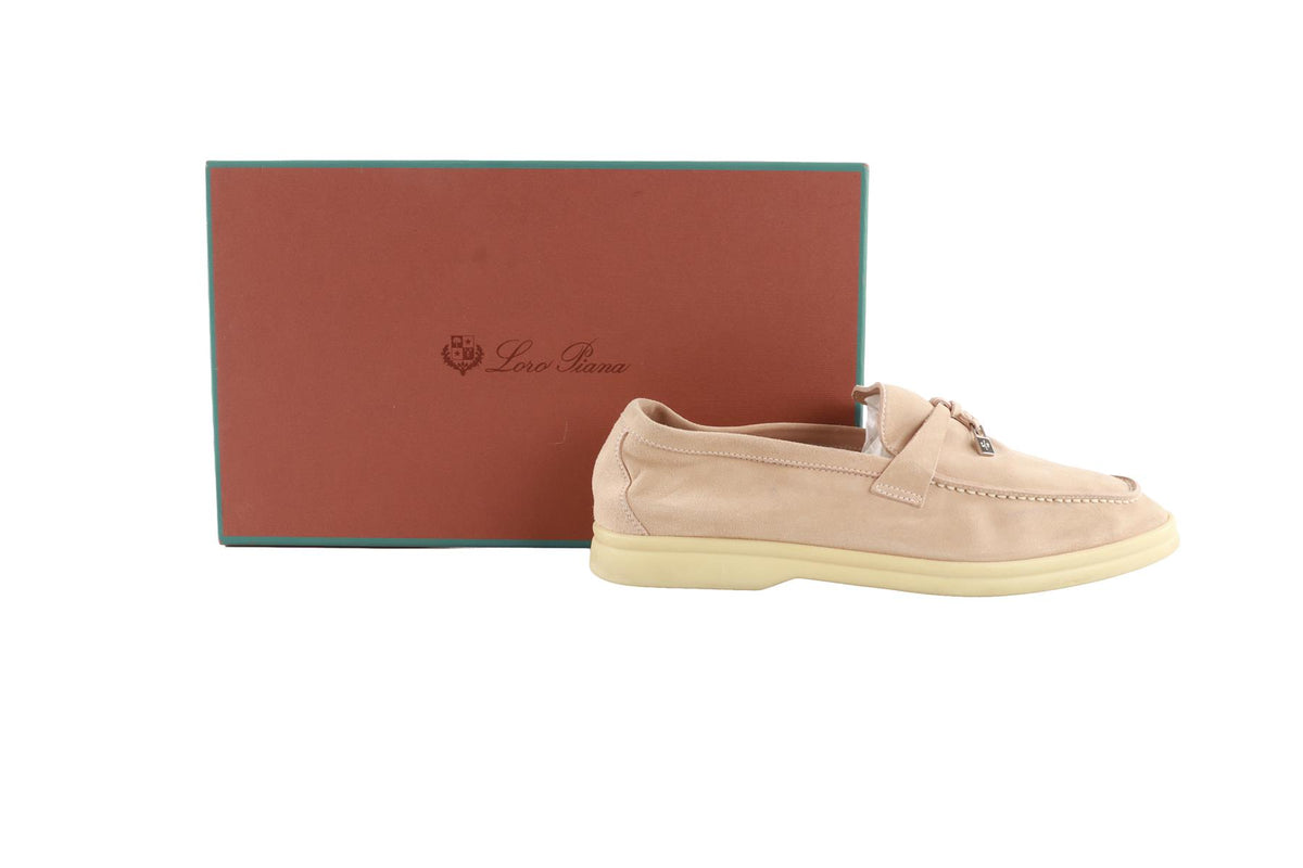 LORO PIANA BEIGE SUMMER WALKS SUEDE LOAFERS EU 38 UK 5 US 8