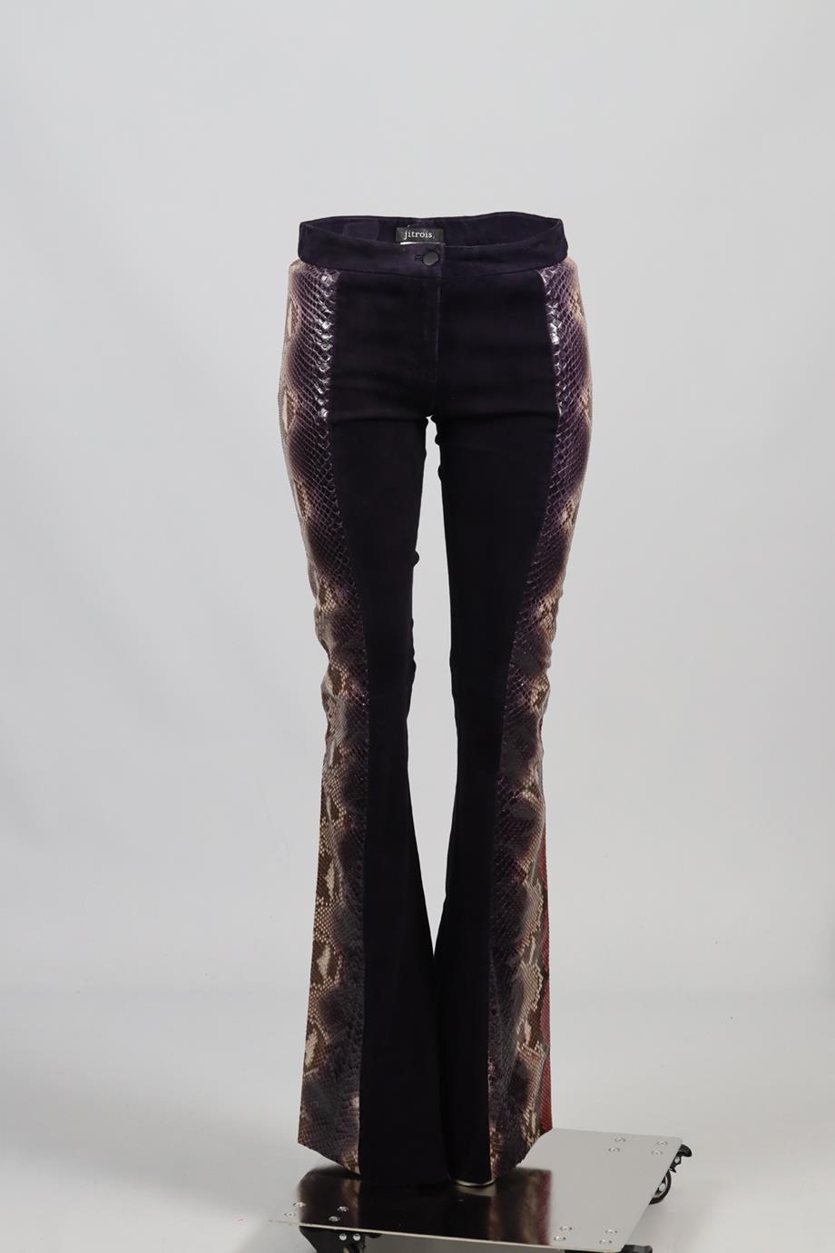 JITROIS SNAKESKIN AND SUEDE FLARED PANTS SMALL