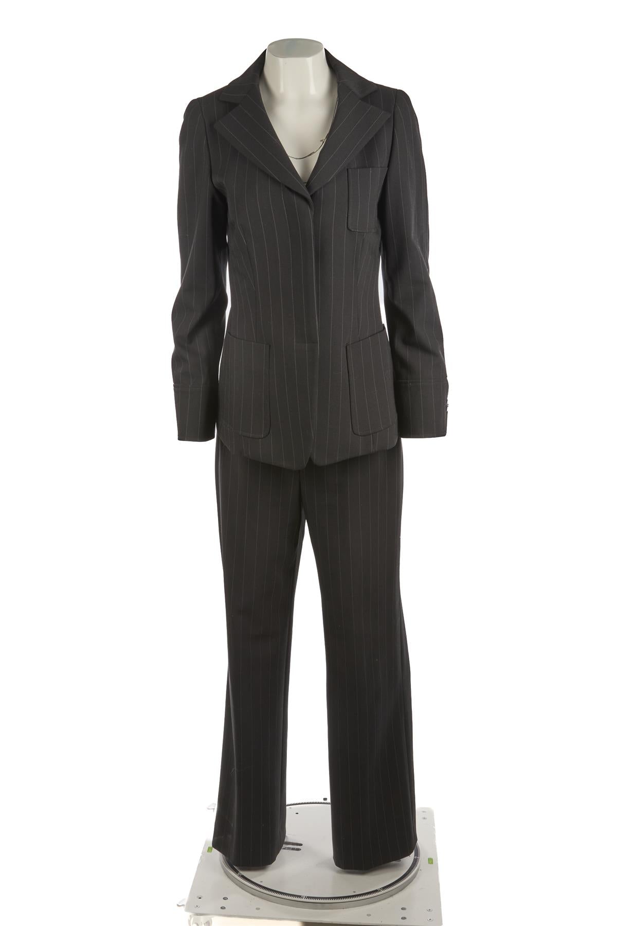 GIORGIO ARMANI BLACK VINTAGE WOOL PANT SUIT UK 8
