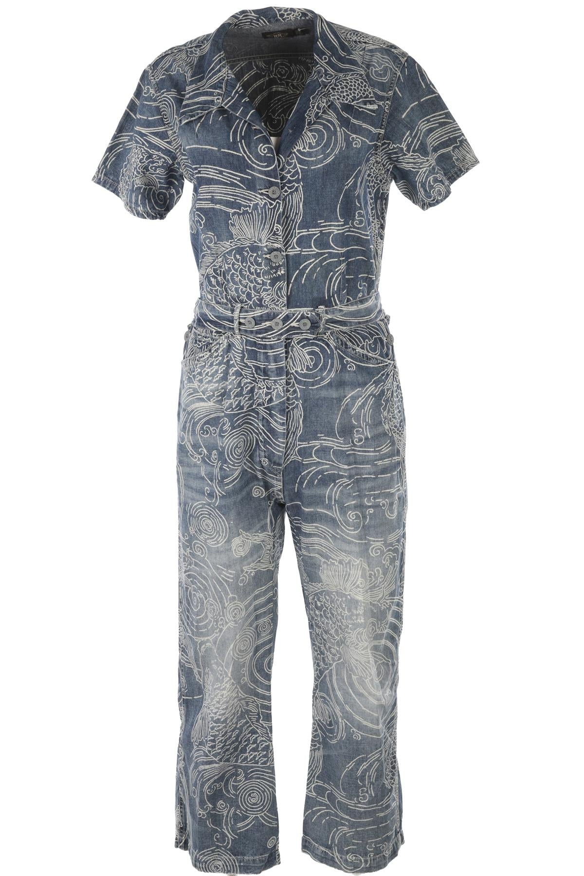RALPH LAUREN BLUE COTTON JUMPSUIT SMALL