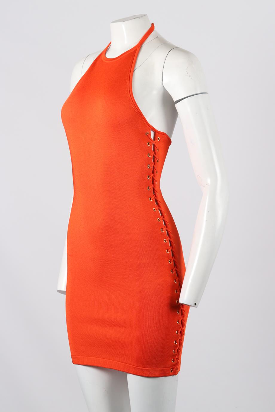 BALMAIN STRETCH KNIT HALTERNECK MINI DRESS FR 38 UK 10