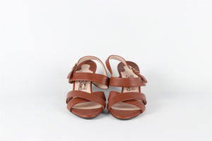 SALVATORE FERRAGAMO BROWN LEATHER WEDGE SANDALS EU 37 UK 4 US 7