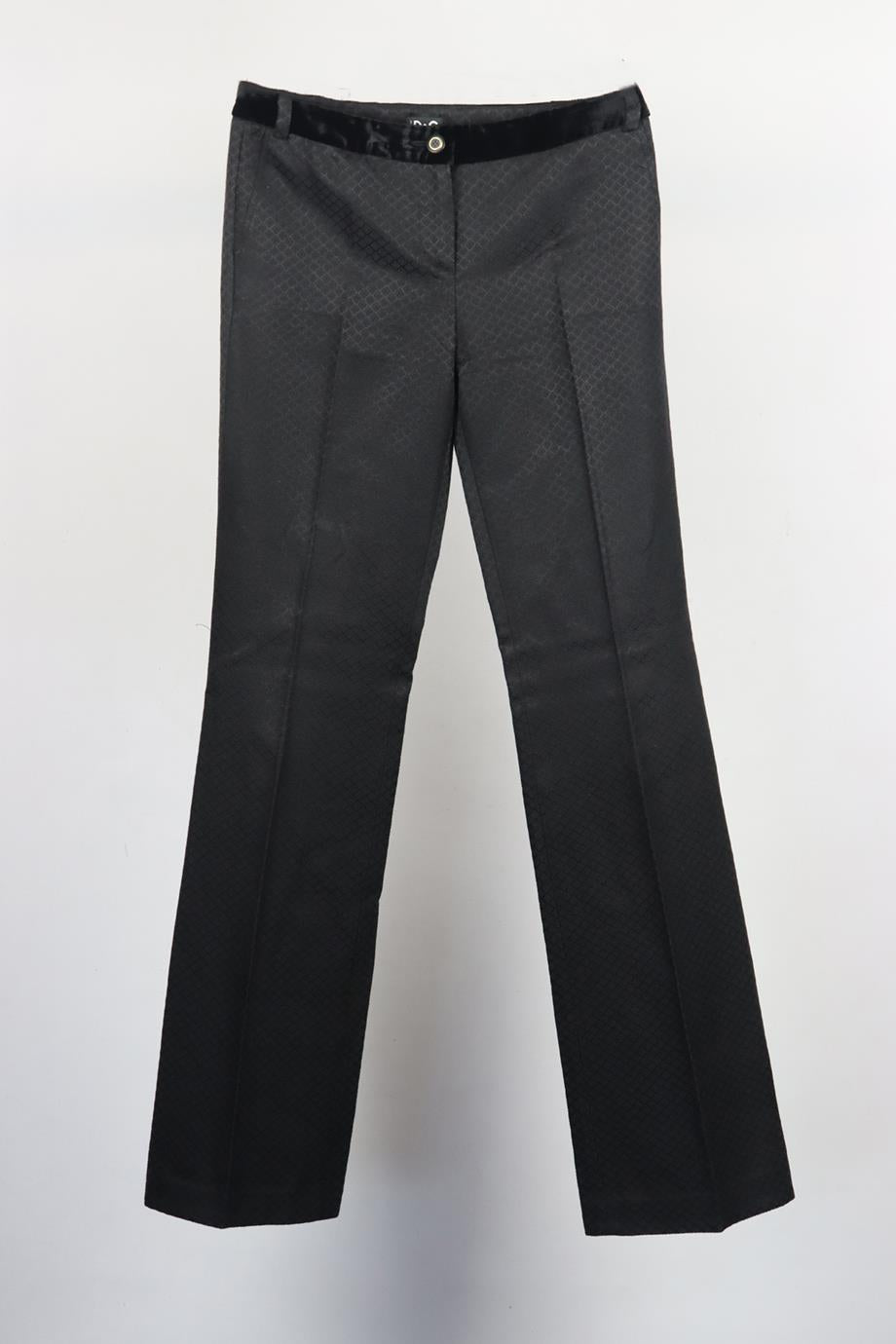 D&G by DOLCE AND GABBANA JACQUARD COTTON BLEND FLARED PANTS IT 40 UK 8