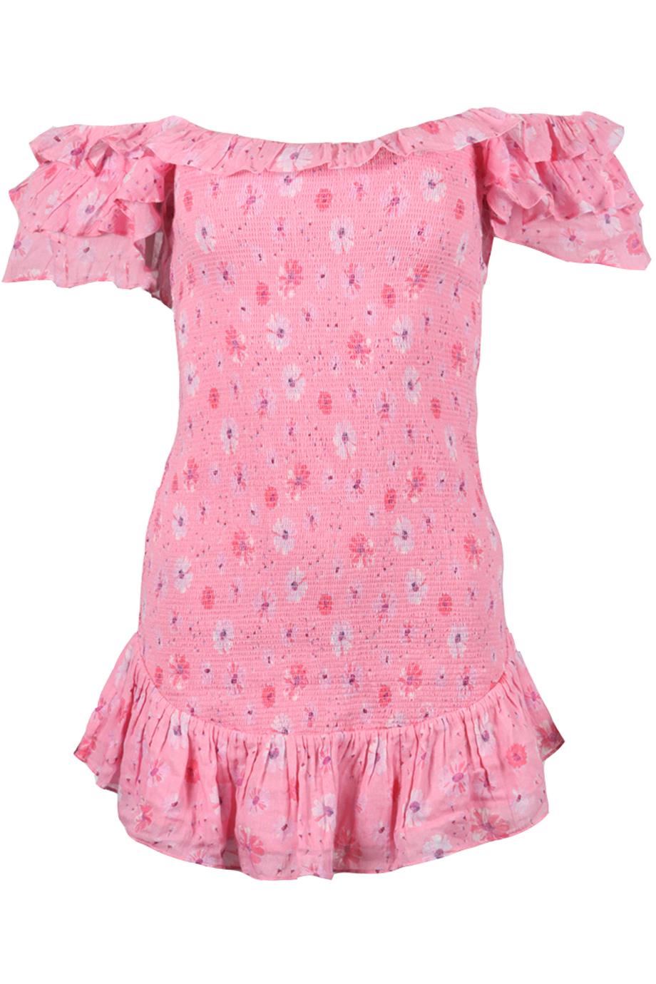 LOVESHACKFANCY FLORAL PRINT COTTON MINI DRESS MEDIUM