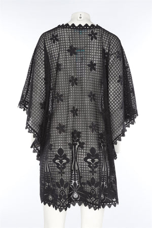 MELISSA ODABASH BLACK LACE KAFTAN ONE SIZE