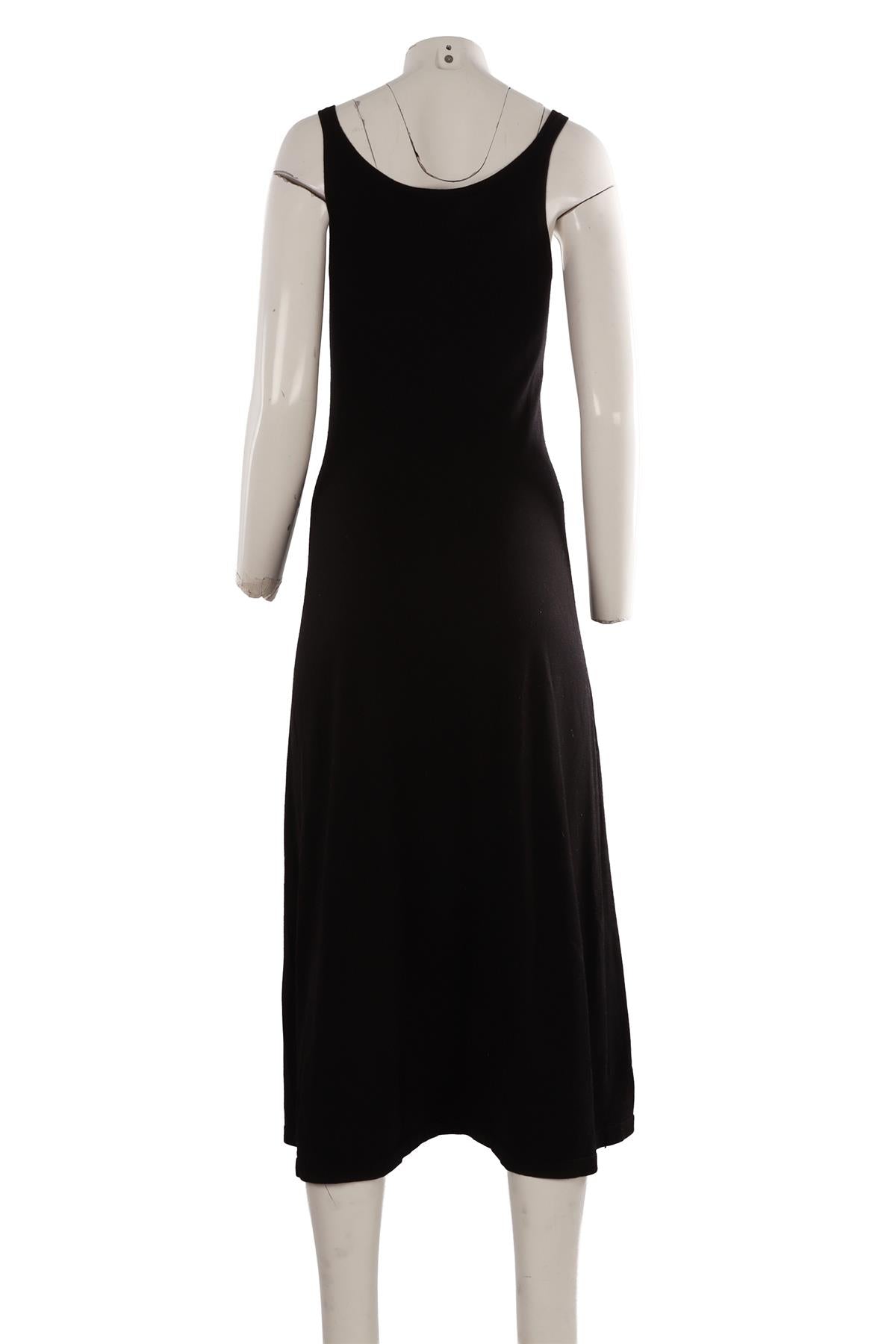 BLACK WOOL MIDI DRESS