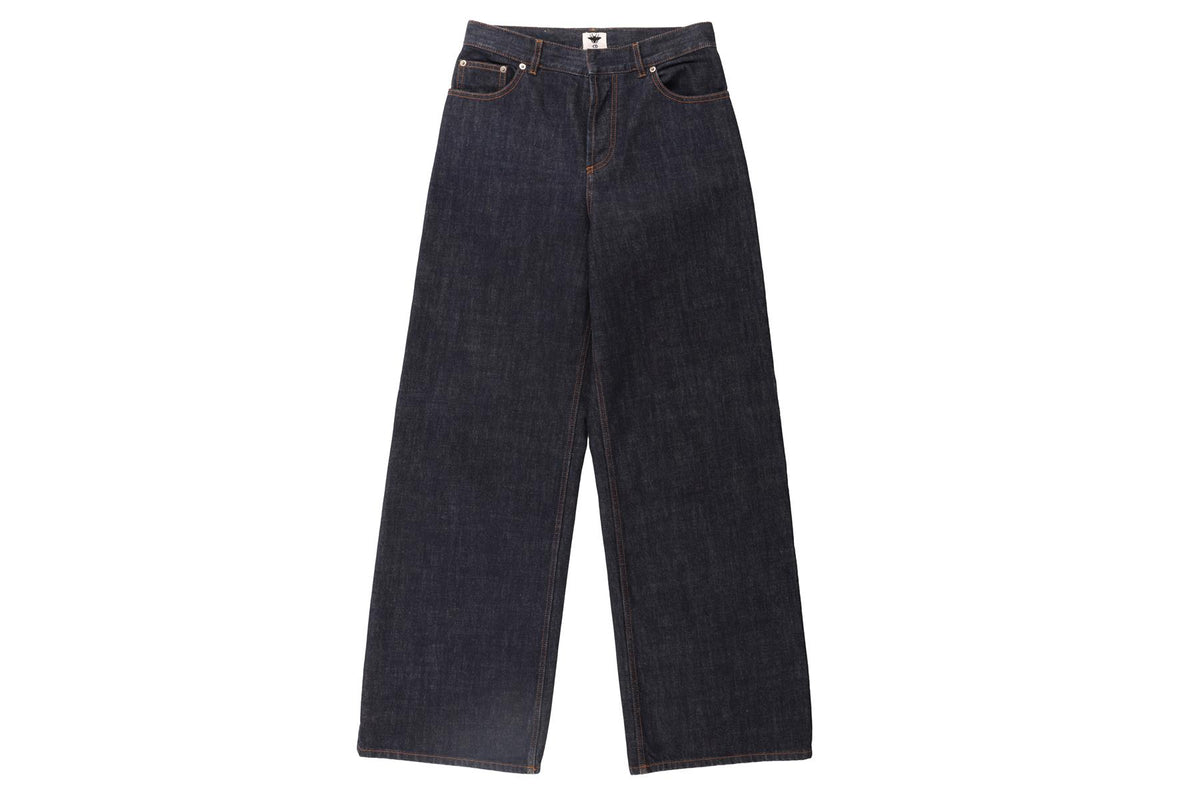 CHRISTIAN DIOR BLUE HIGH RISE WIDE LEG JEANS FR 42 UK 14