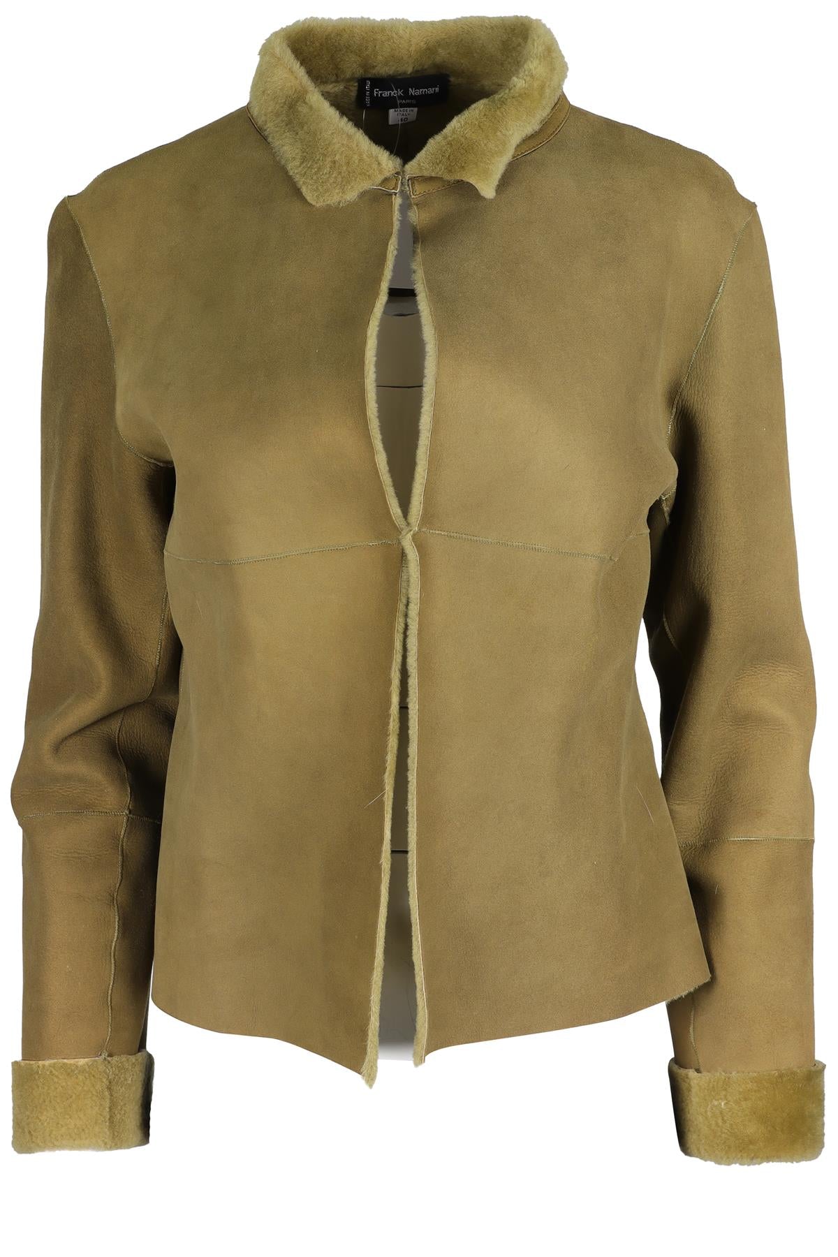 FRANCK NAMANI GREEN SHEARLING AND SUEDE JACKET IT 40 UK 8
