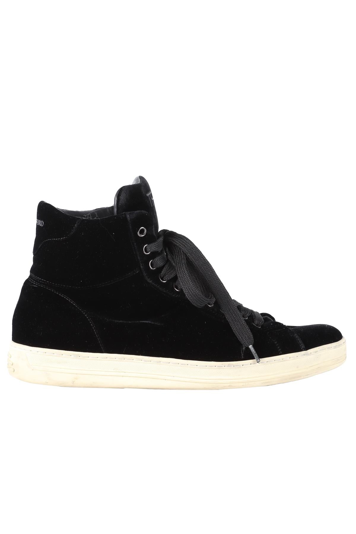 TOM FORD BLACK MEN'S VELVET SNEAKERS EU 40 UK 6 US 7