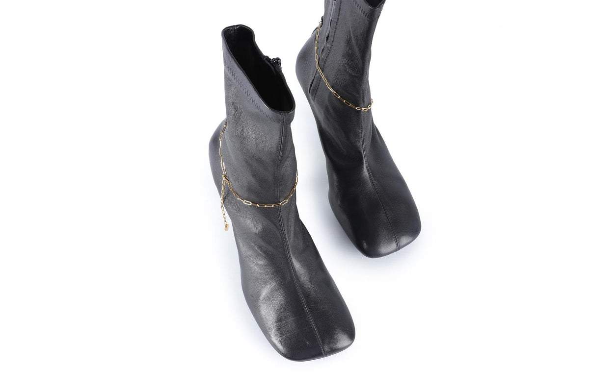 BURBERRY BLACK LEATHER ANKLE BOOTS EU 38.5 UK 5.5 US 8.5