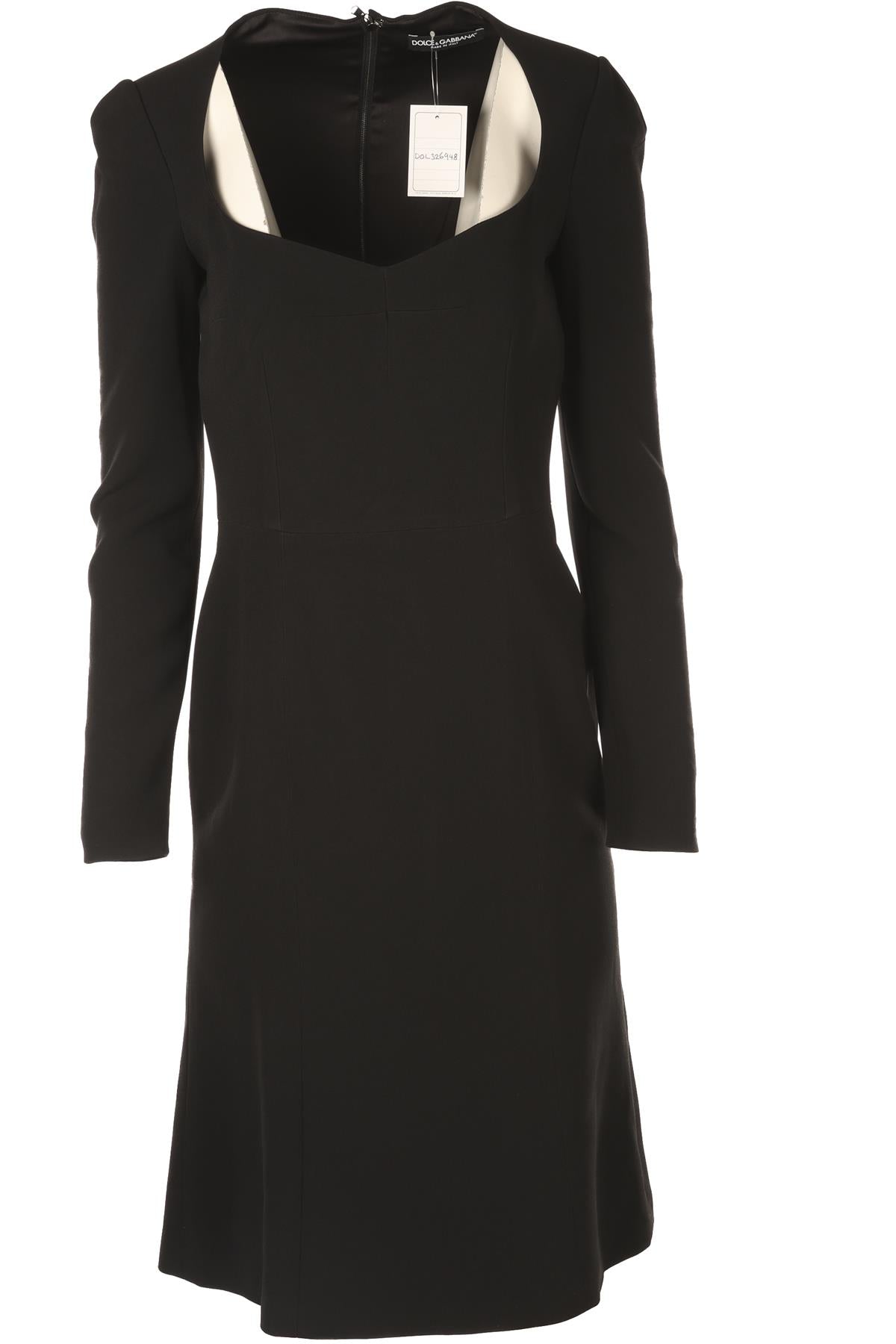DOLCE & GABBANA BLACK CREPE MIDI DRESS IT 42 UK 10