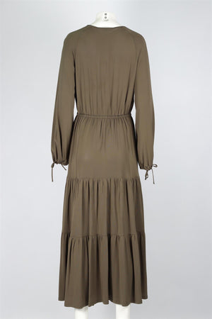 MAX MARA GREEN JERSEY MAXI DRESS UK 10