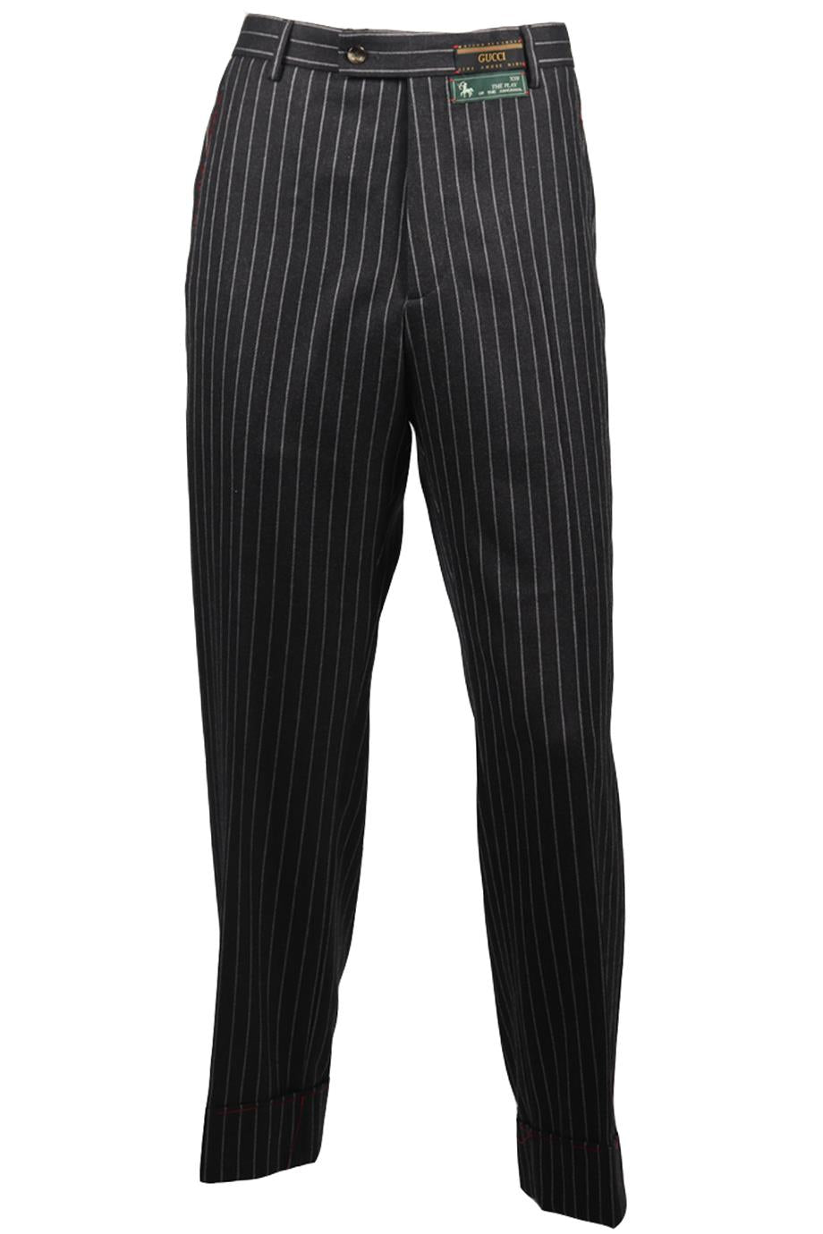 GUCCI MEN'S STRIPED WOOL BLEND STRAIGHT LEG PANTS IT 50 UK/US WAIST 34