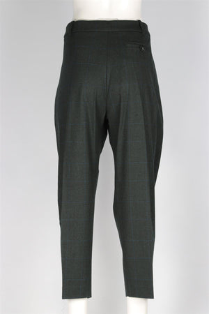 STELLA MCCARTNEY GREEN WOOL TAPERED PANTS IT 44 UK 12