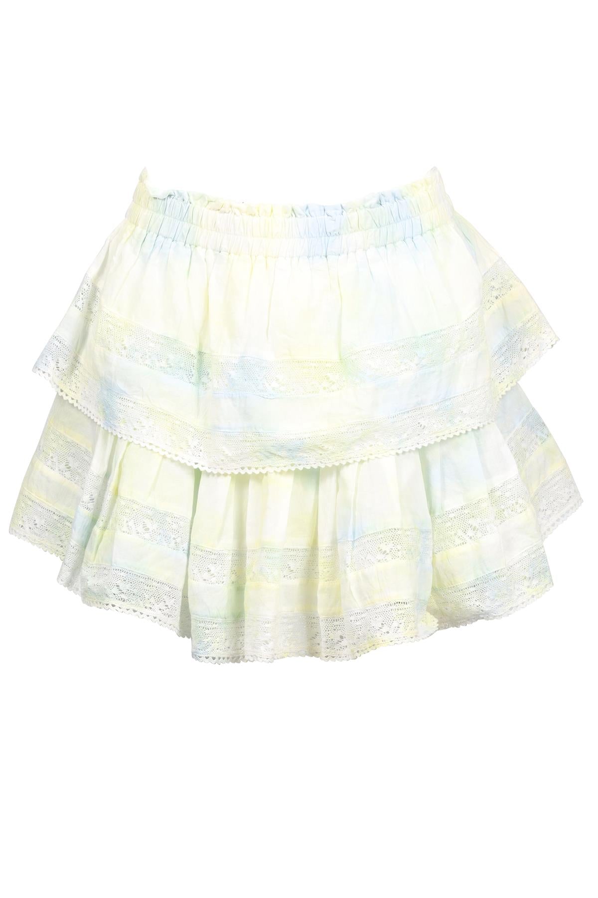 LOVESHACKFANCY BLUE AND YELLOW COTTON MINI SKIRT SMALL