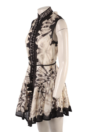 ZIMMERMANN BLACK LINEN MINI DRESS UK 10