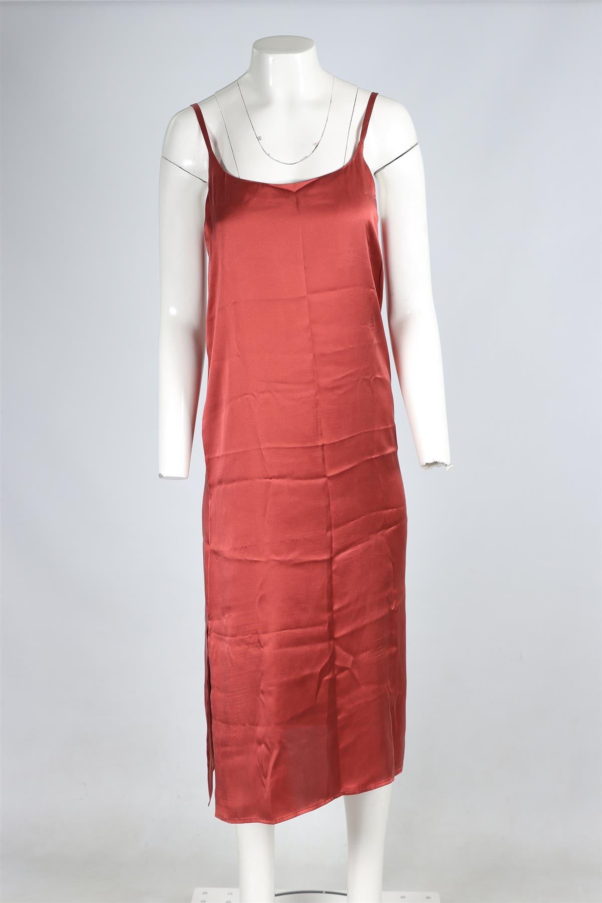 ASCENO PINK SILK MAXI DRESS SMALL