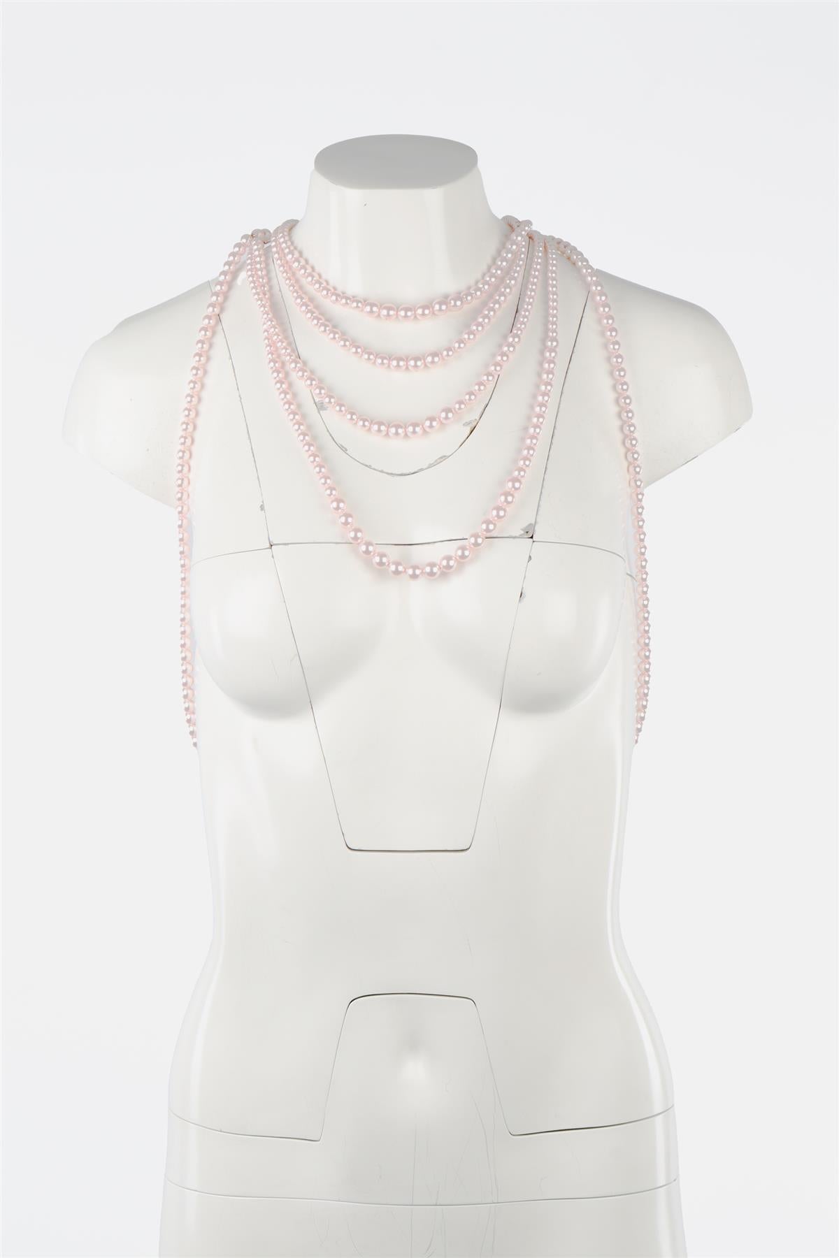 CHANEL PINK 2015 CC PEARL BODY NECKLACE