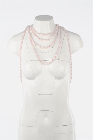 CHANEL PINK 2015 CC PEARL BODY NECKLACE