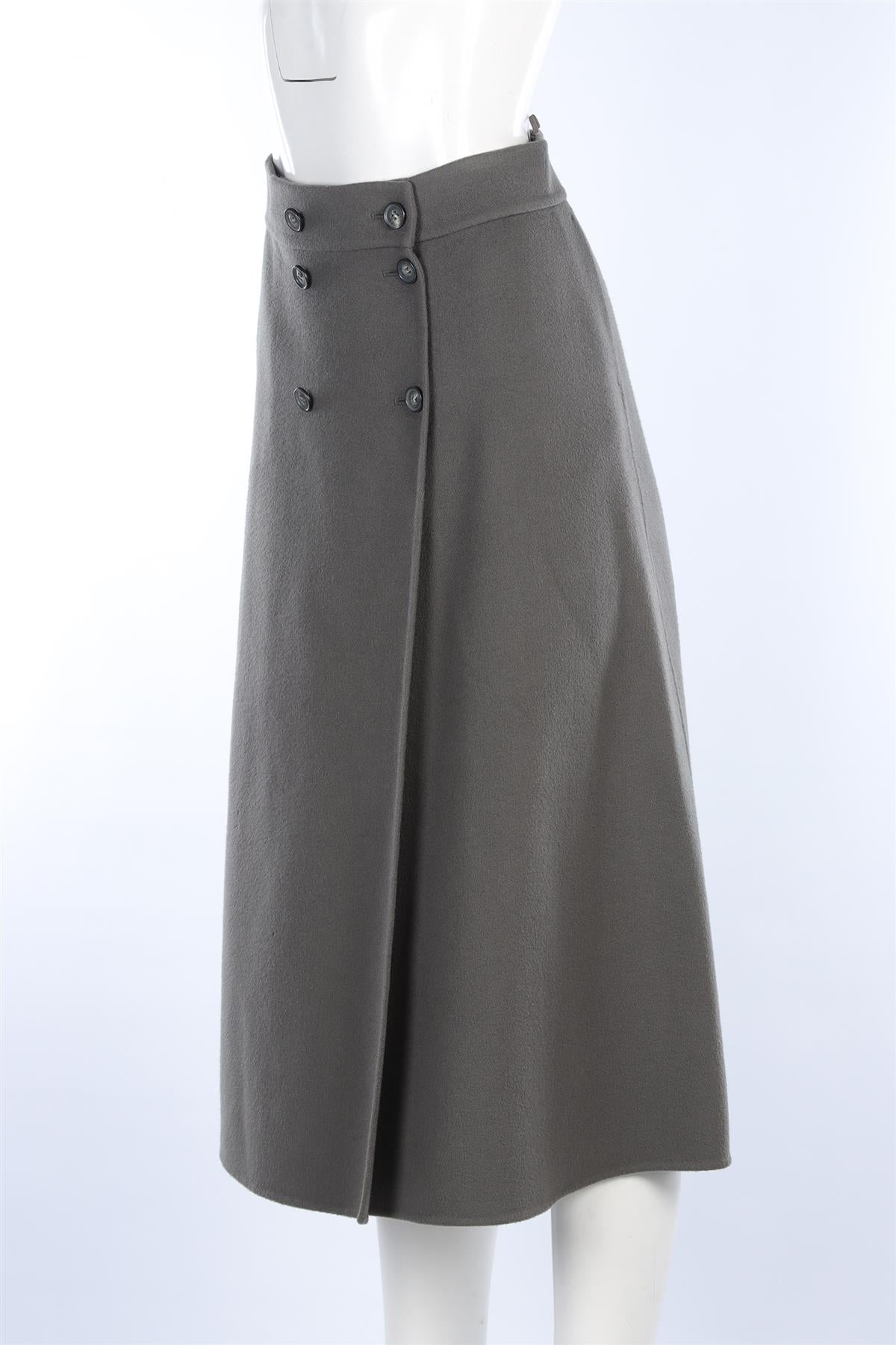 LORO PIANA GREEN CASHMERE MIDI SKIRT IT 40 UK 8