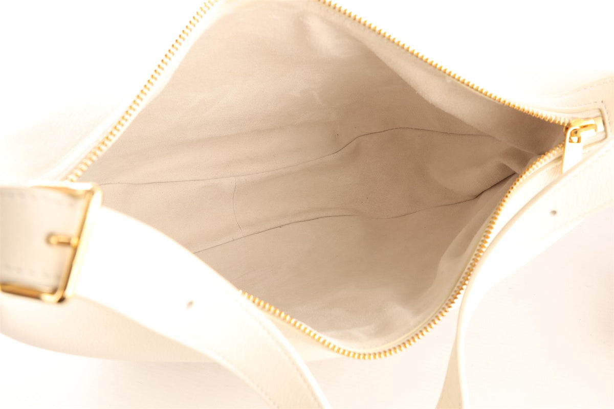CELINE IVORY HELOISE MEDIUM TRIOMPHE LEATHER SHOULDER BAG