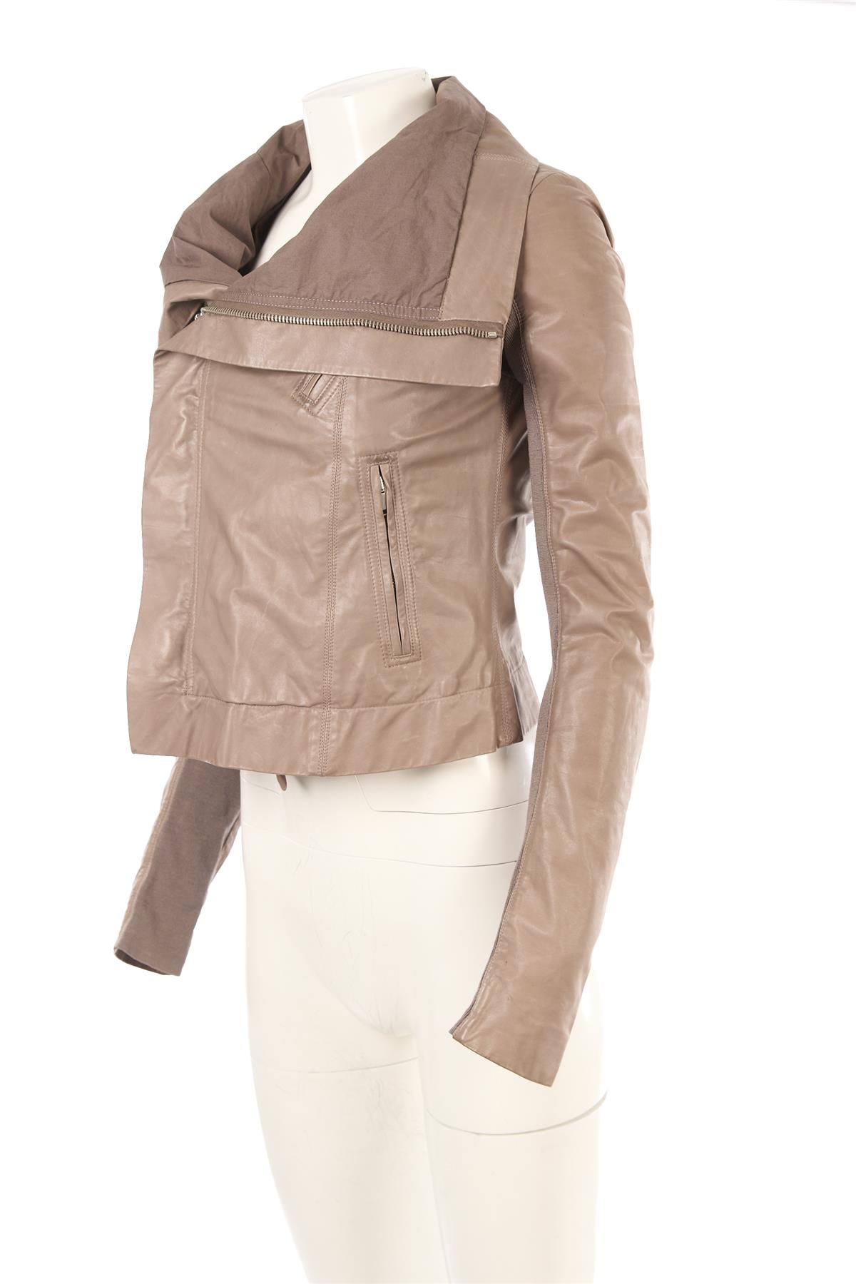 RICK OWENS GREY LEATHER JACKET IT 42 UK 10