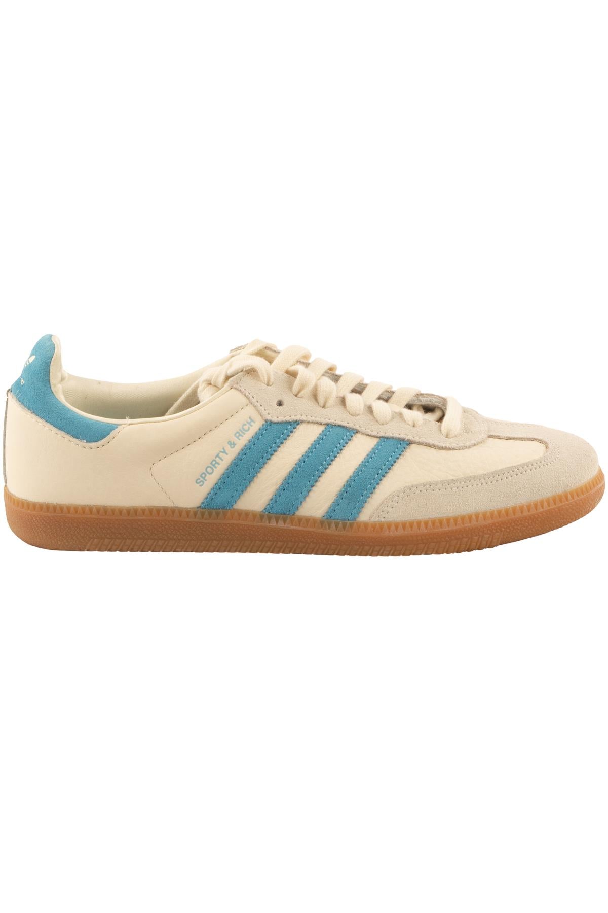 ADIDAS + SPORTY & RICH BEIGE SAMBA CREAM BLUE SNEAKERS UK 6 EU 39 US 9