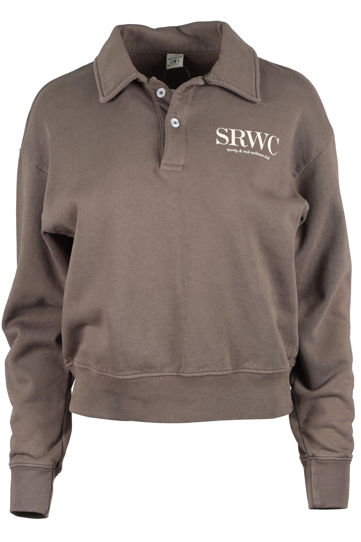 SPORTY & RICH BROWN COTTON SWEATSHIRT XSMALL
