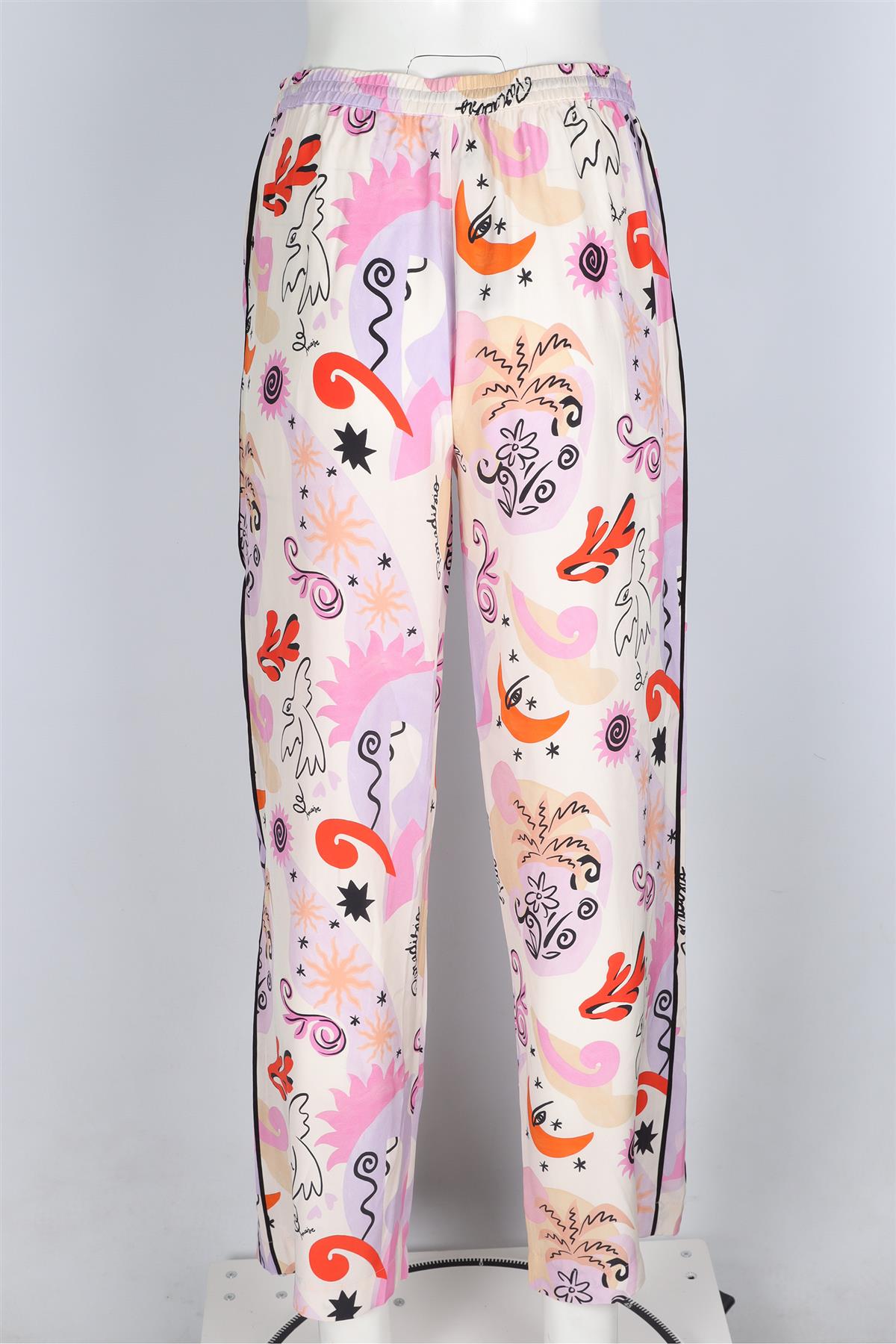 MAJE MULTI SILK STRAIGHT LEG PANTS MEDIUM