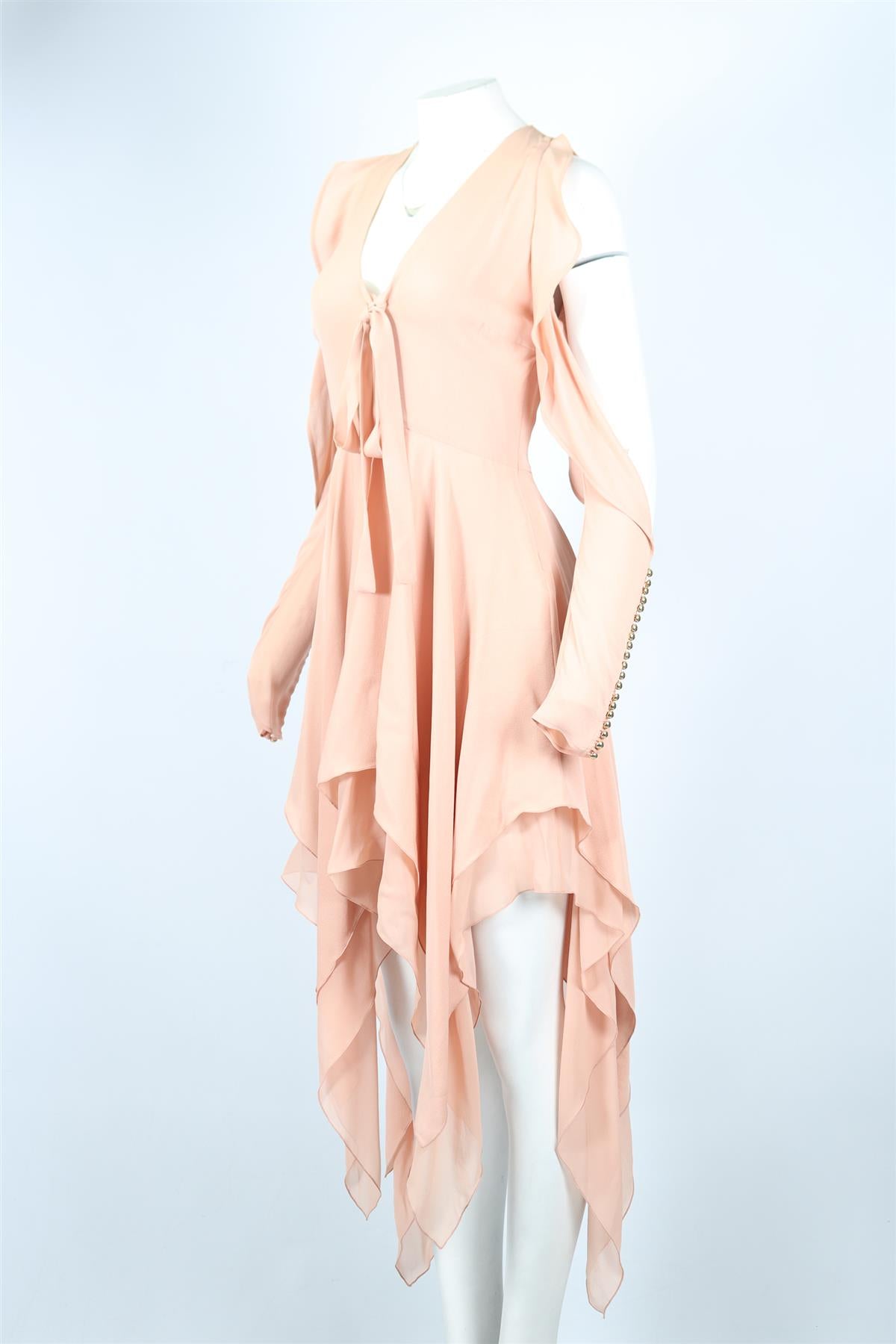 ELIE SAAB BELTED SILK MIDI DRESS FR 38 UK 10