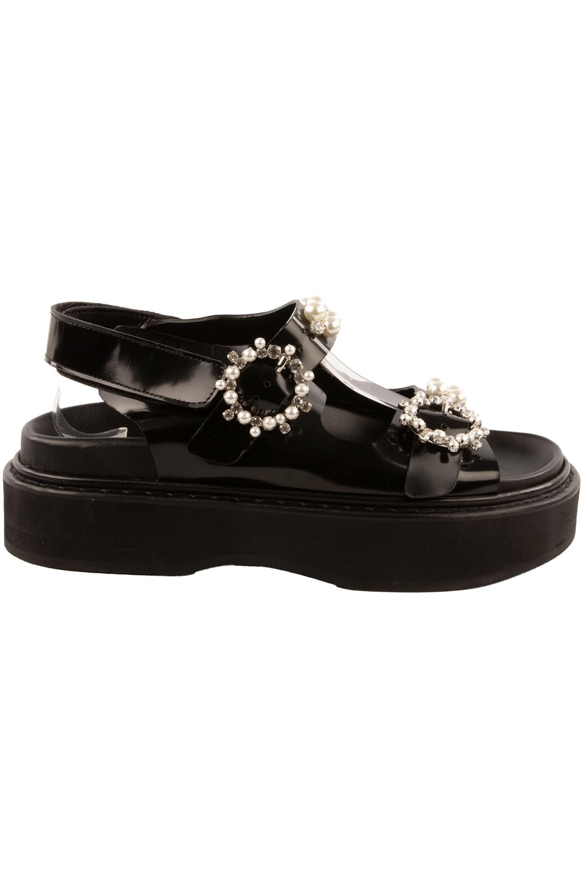SIMONE ROCHA BLACK LEATHER PLATFORM SANDALS EU 40 UK 7 US 10