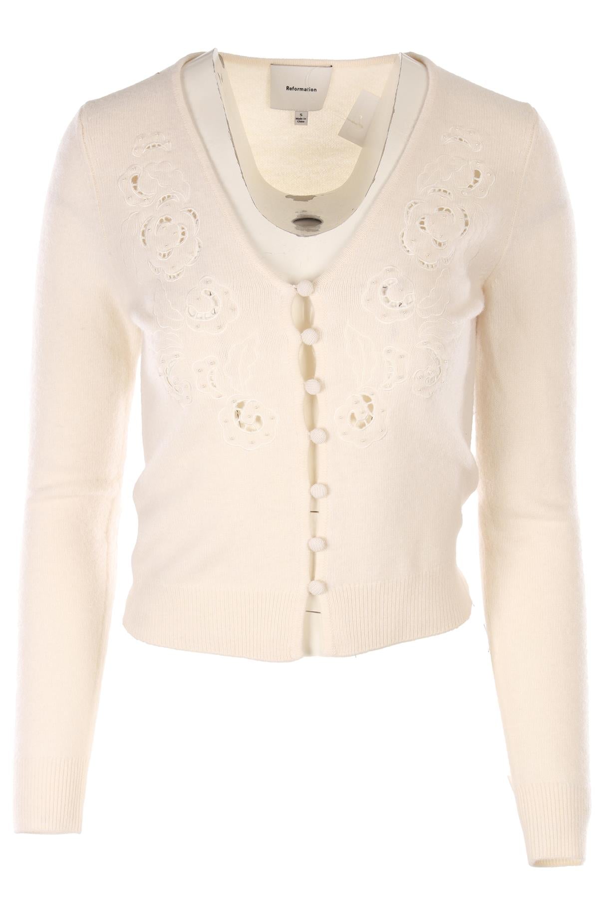 REFORMATION CREAM WOOL CARDIGAN SMALL