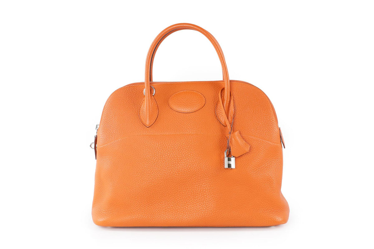 HERMÈS  ORANGE 2005 BOLIDE 35 CM CLEMENCE LEATHER TOTE BAG IN ORANGE
