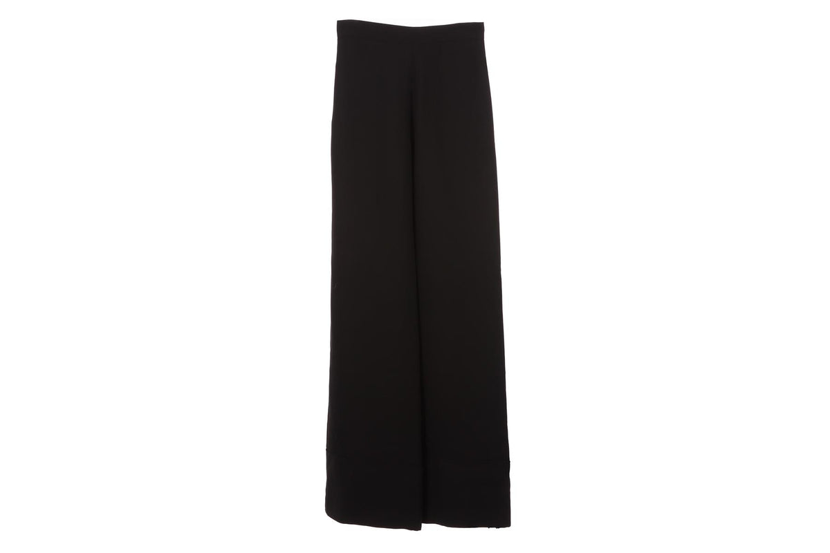 BRANDON MAXWELL BLACK CREPE WIDE LEG PANTS US 2 UK 6