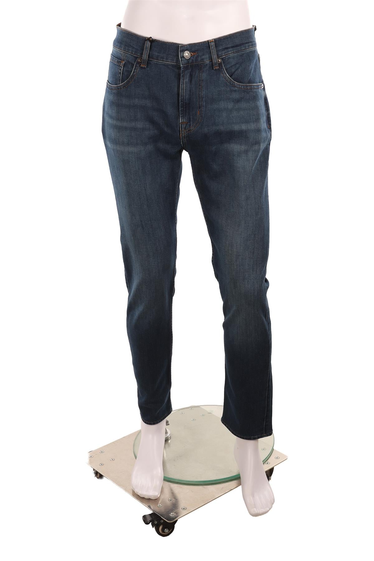 7 FOR ALL MANKIND BLUE TAPERED LEG JEANS UK 32