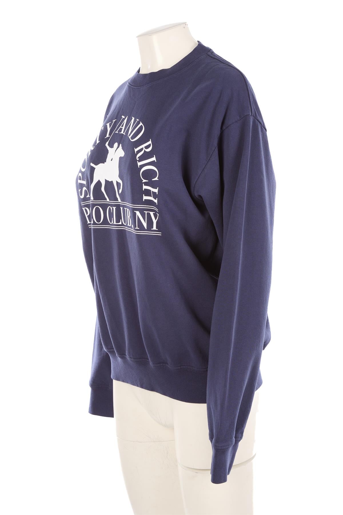 SPORTY & RICH NAVY COTTON SWEATSHIRT SMALL