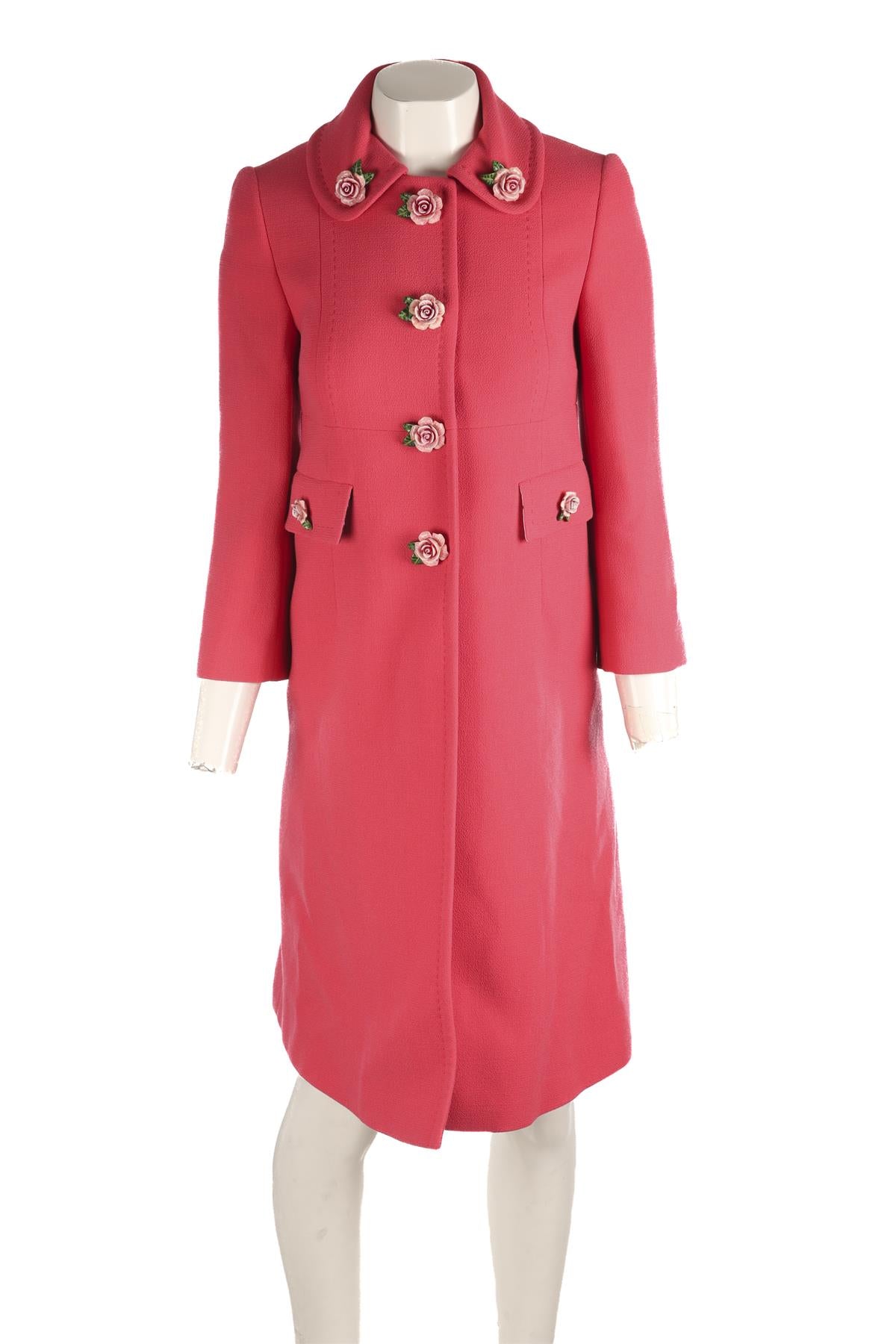 DOLCE & GABBANA PINK WOOL COAT IT 38 UK 6