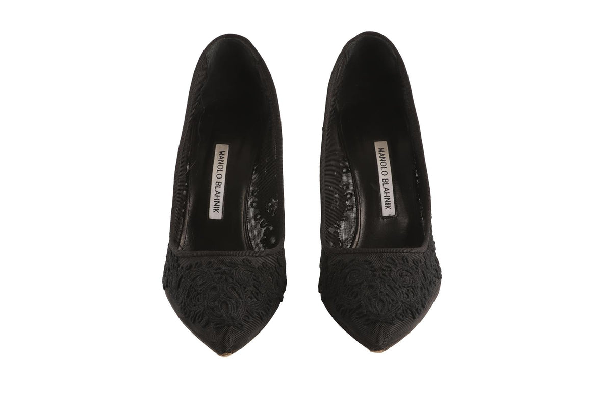 MANOLO BLAHNIK BLACK MESH PUMPS EU 40 UK 7 US 10