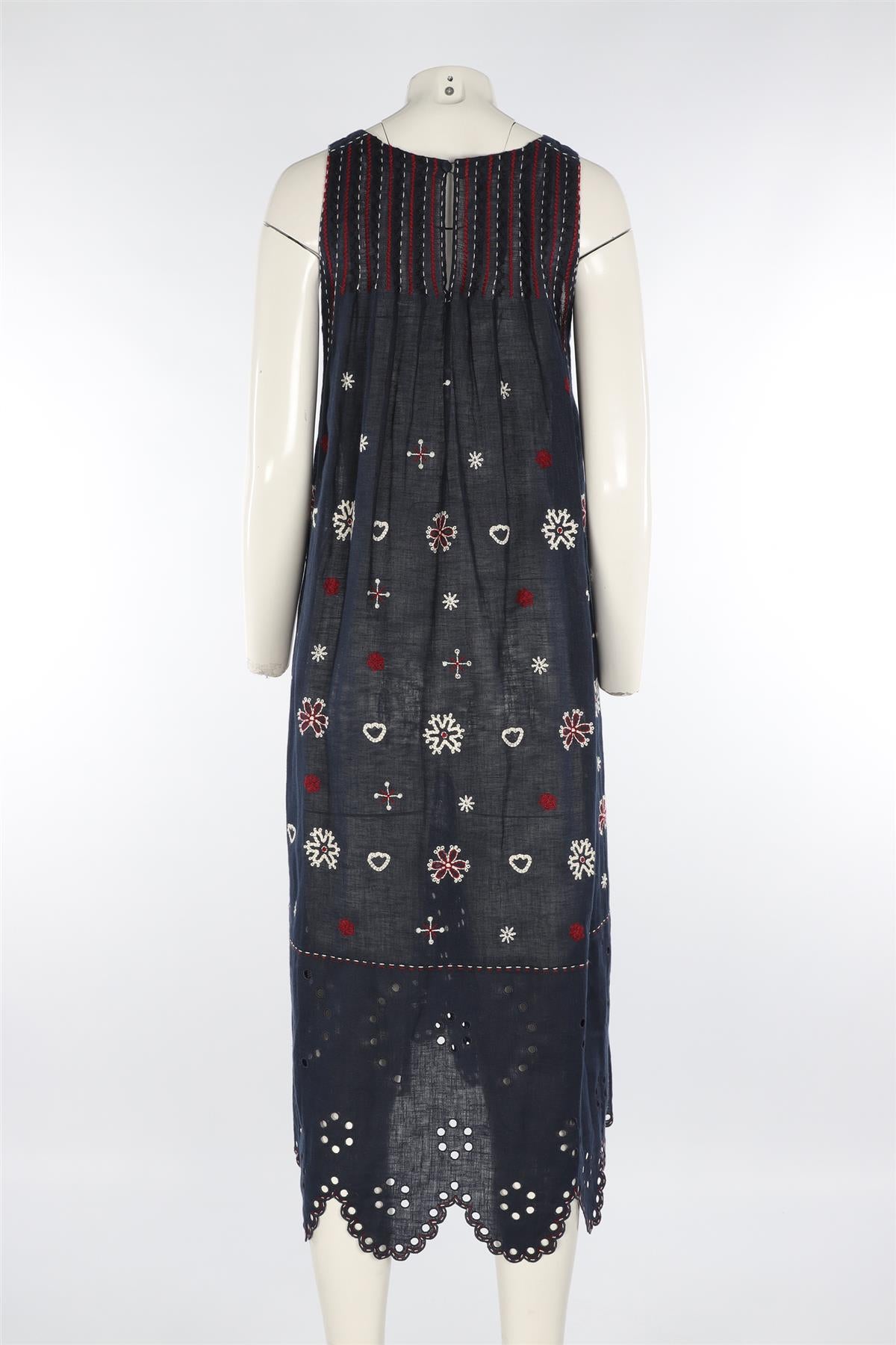 VITA KIN NAVY LINEN MAXI DRESS XSMALL