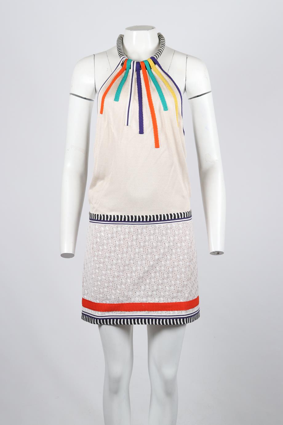 MISSONI CROCHET KNIT HALTERNECK MINI DRESS IT 40 UK 8