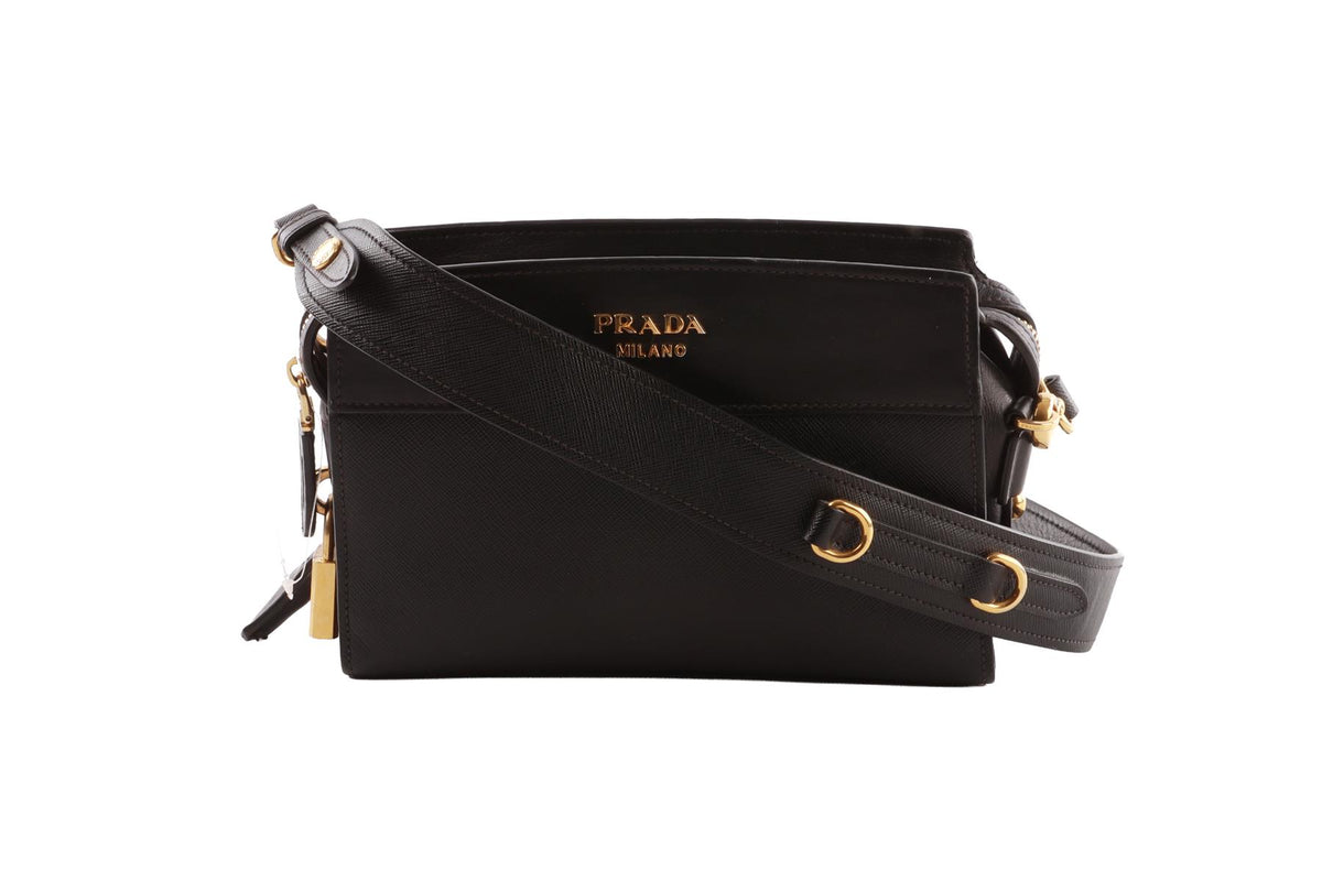 BLACK ESPLANADE SAFFIANO LEATHER SHOULDER BAG